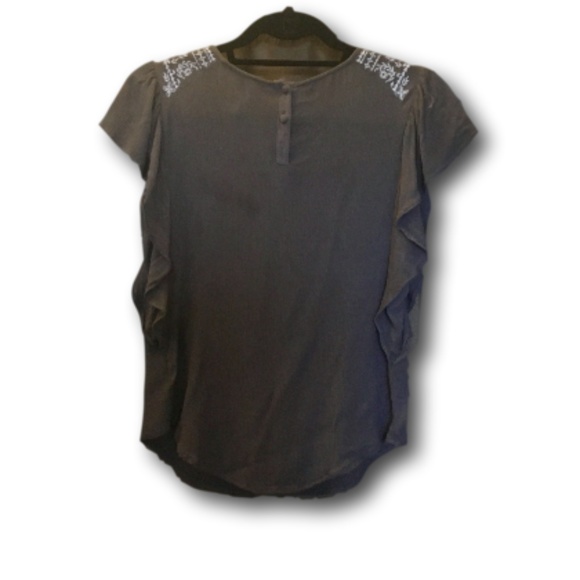 Sage Green Side Ruffle Tee with Embroidery - Picture 2 of 2
